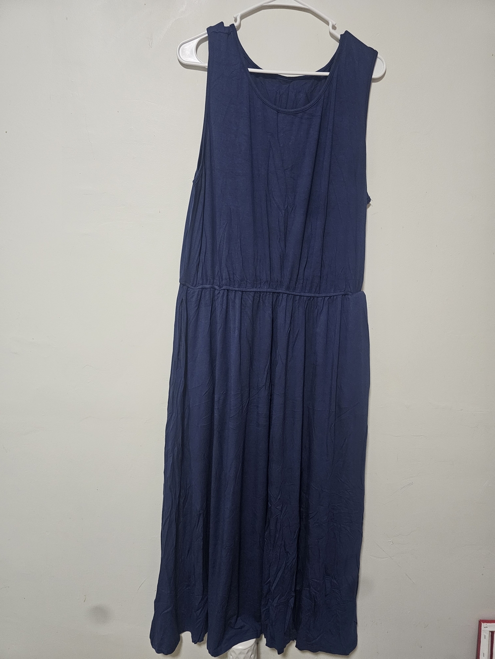Navy Blue Sleeveless Maxi Dress with Pockets and Leg Slit Size 1XL - Picture 2 of 4